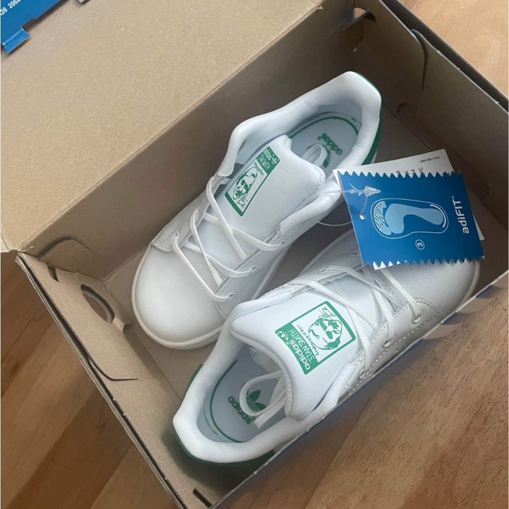 Adidas Stan Smith Kids White and Green Sneakers